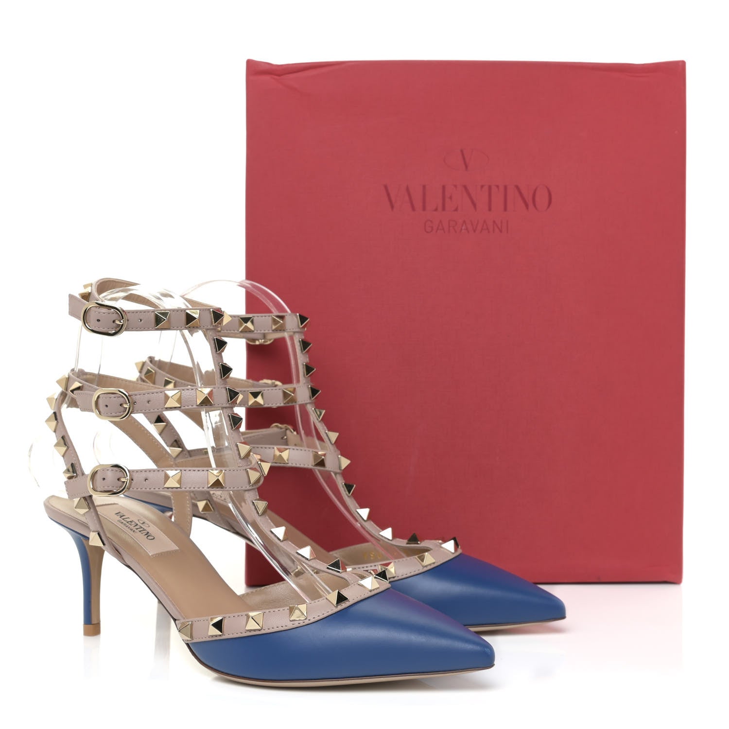 Valentino Garavani Calfskin Rockstud Ankle Strap 65mm Pumps 38 Baltique Poudre 10 of 10