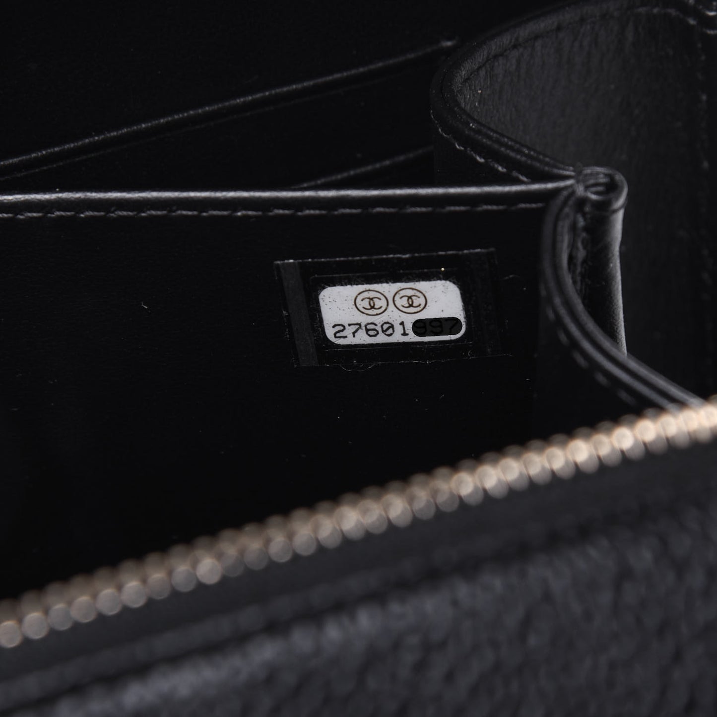 Caviar Quilted CC Filigree Vanity Clutch With Chain Black
