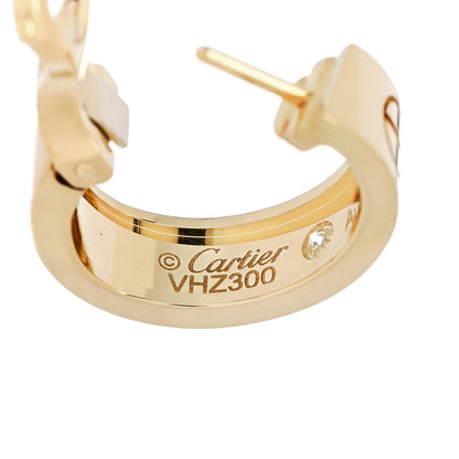 Cartier 18K Yellow Gold 2 Diamond 5.5mm LOVE Hoop Earrings 4 of 5