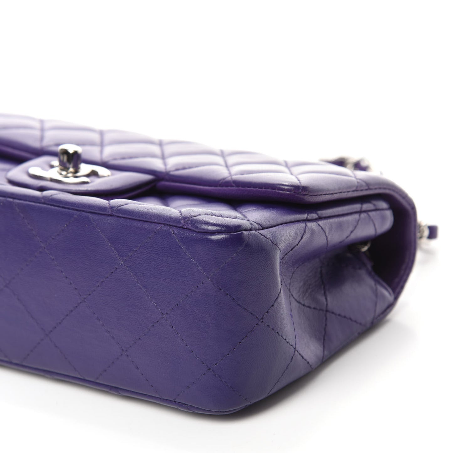 Lambskin Quilted Mini Rectangular Flap Purple
