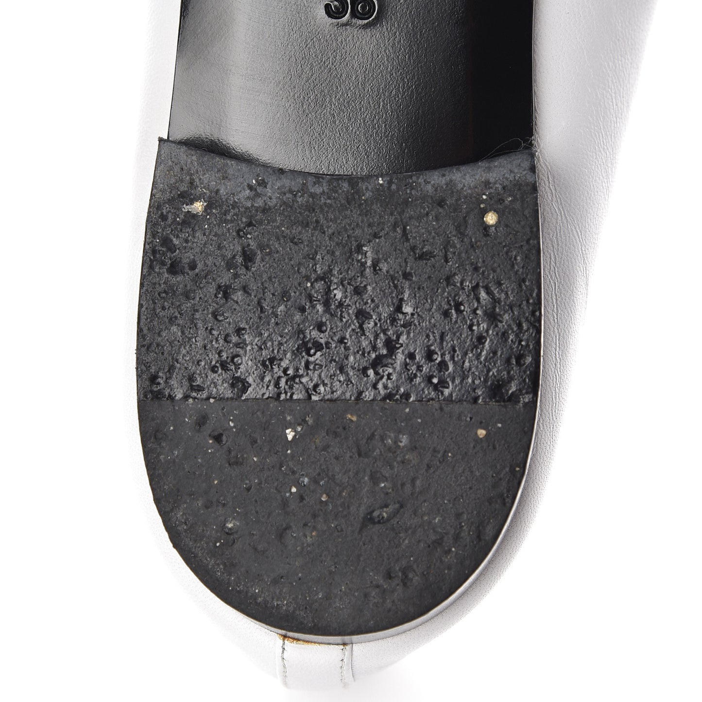 Lambskin Cap Toe Ballerina Flats 38 White Black