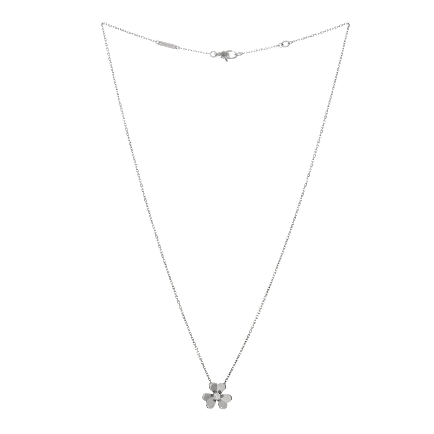 Van Cleef & Arpels 18K White Gold Diamond Mini Frivole Pendant Necklace 2 of 3