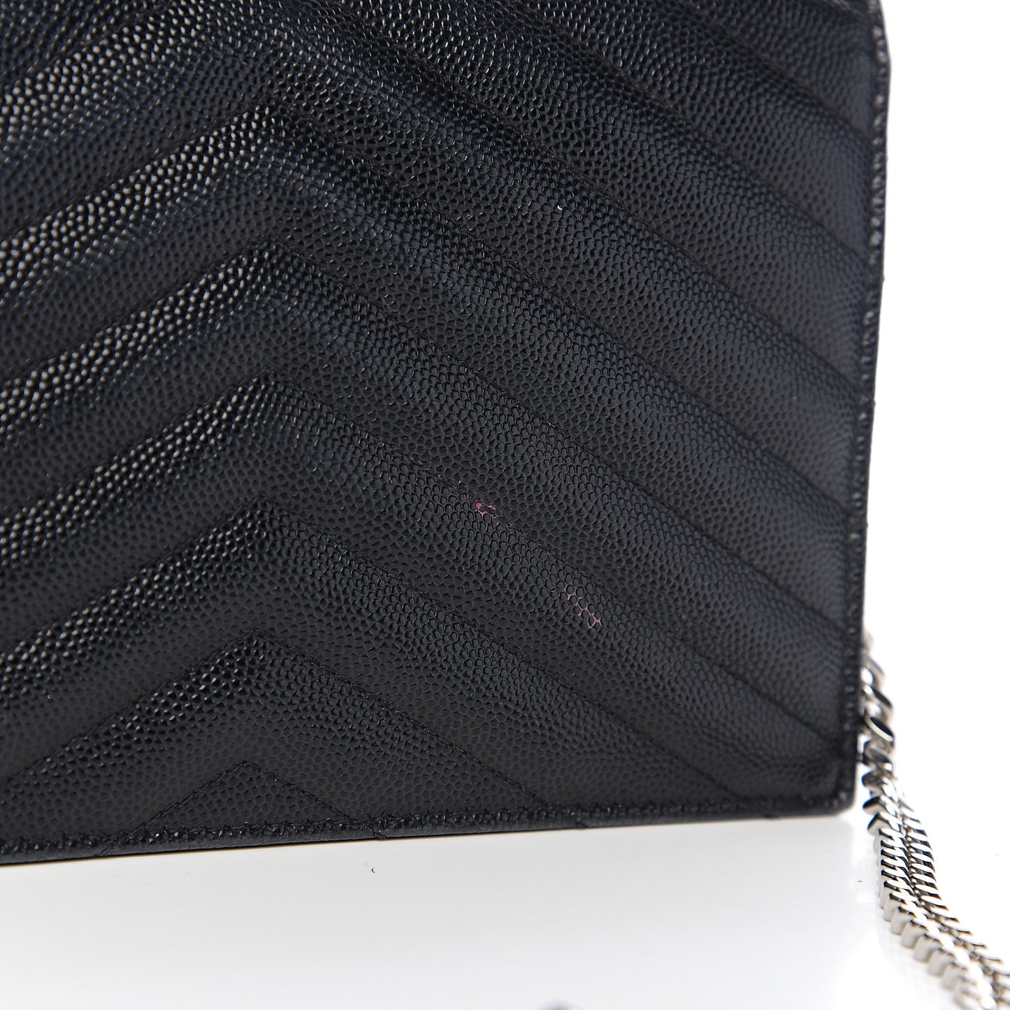 Grain De Poudre Matelasse Chevron Monogram Envelope Chain Wallet Black