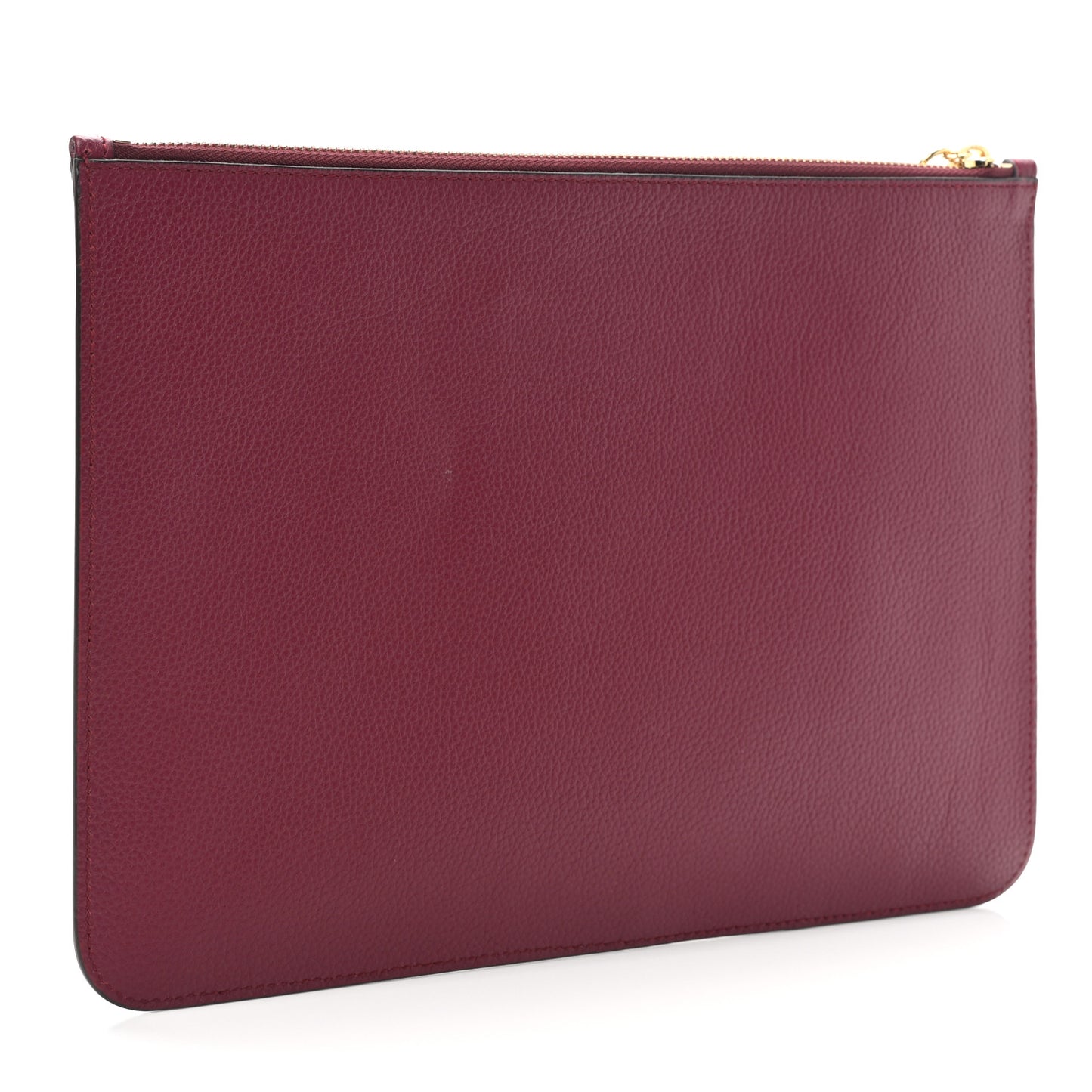Calfskin Skull Zip Pouch Red