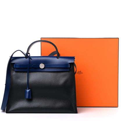 Hermes Toile H Berline Vache Hunter Herbag Zip PM 31 Bleu Encre Black 12 of 12