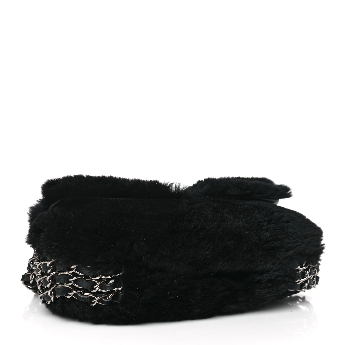 Orylag Rabbit Fur Triple Chain Single Flap Black