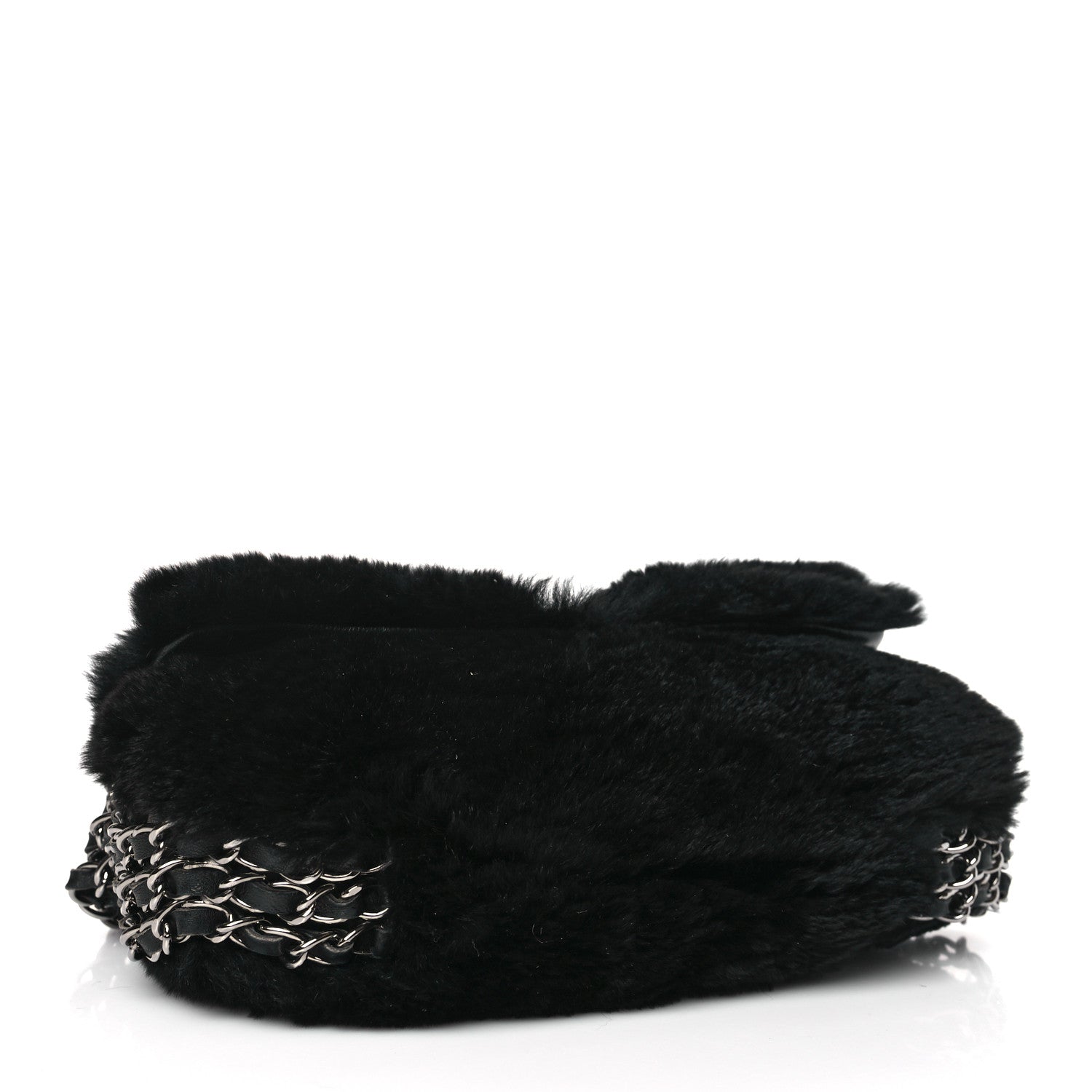Chanel Orylag Rabbit Fur Triple Chain Single Flap Black 4 of 11