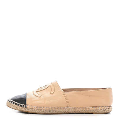 Chanel Lambskin CC Espadrilles 38 Beige Black 1 of 11