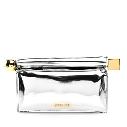 Jacquemus Metallic Patent Calfskin La Pochette Rond Carre Silver 1 of 8