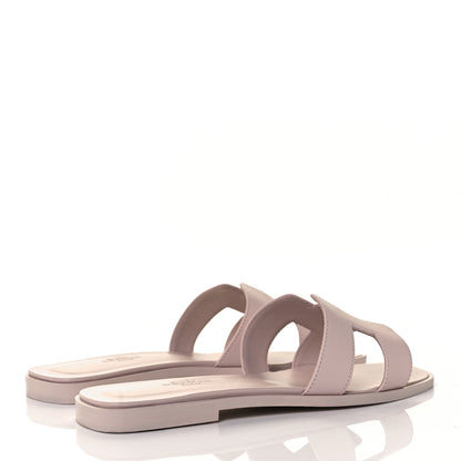 Hermes Box Calfskin Oran Sandals 37.5 Rose Pale 4 of 9