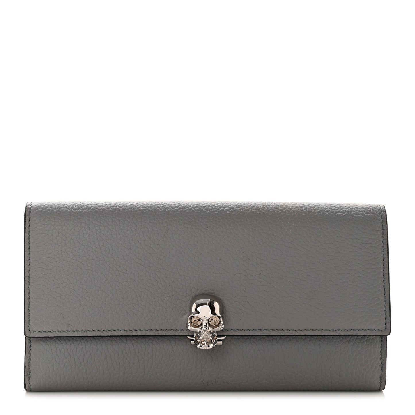 Calfskin Skull Continental Wallet Grey