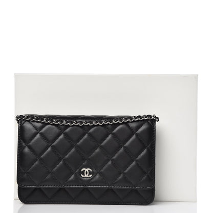 Chanel Lambskin Quilted Wallet On Chain WOC Black 14 of 14