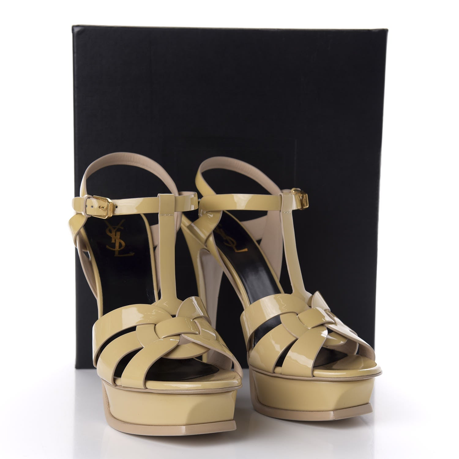 Saint Laurent Patent Tribute 105 Platform Sandals 40.5 Nude Powder 10 of 10