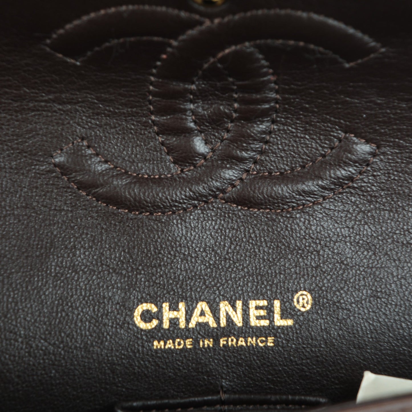 Lambskin Quilted Medium Double Flap Brown