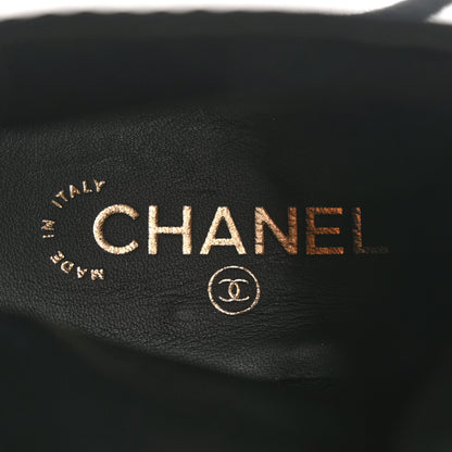 Chanel Cotton Grosgrain Cap Toe CC Lace Up Boots 39 Black 6 of 9