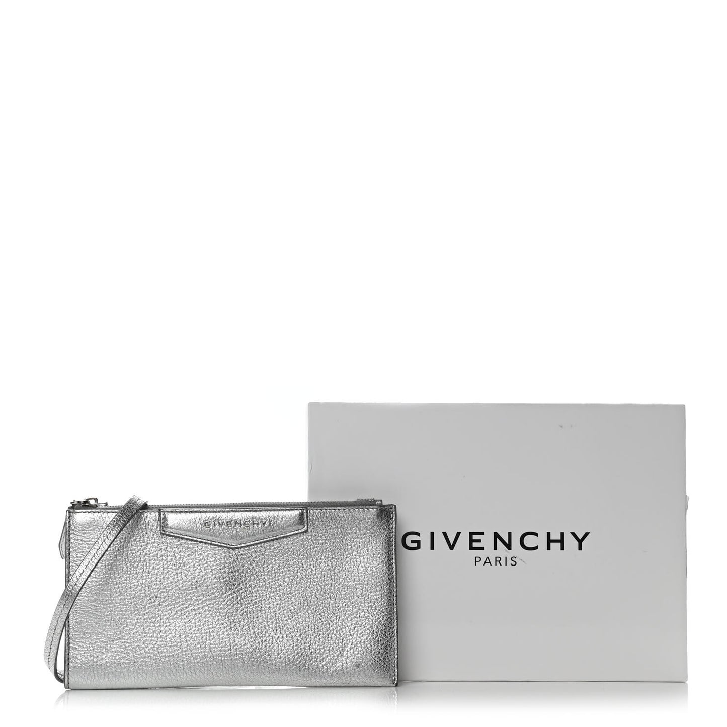 Metallic Calfskin Iconic Pouch Crossbody Black Silver