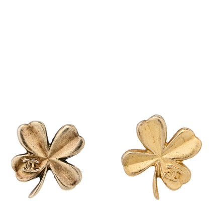 Chanel Metal Clover CC Earrings Gold 1 of 5