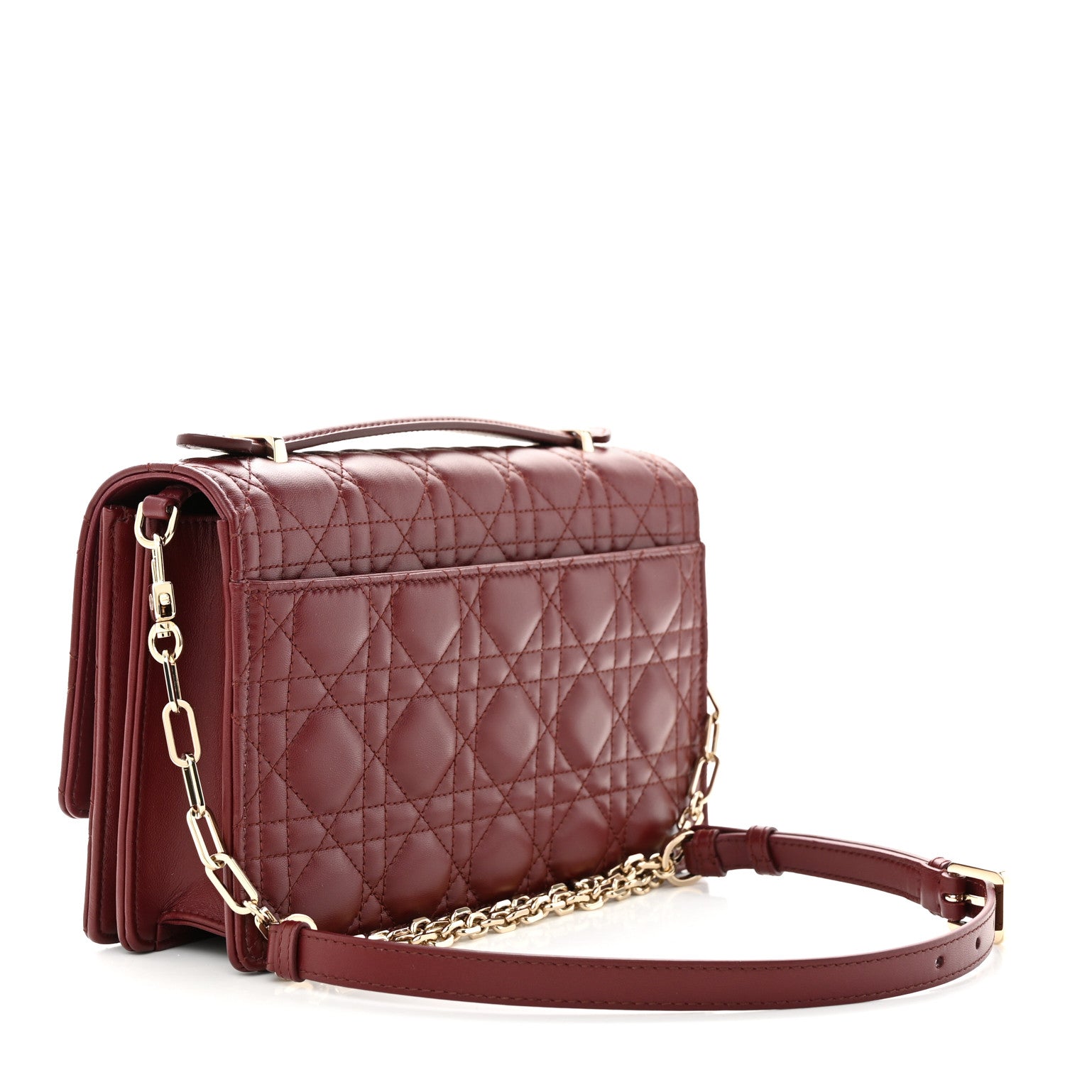 Christian Dior Lambskin Cannage My Dior Top Handle Bag Burgundy 3 of 10
