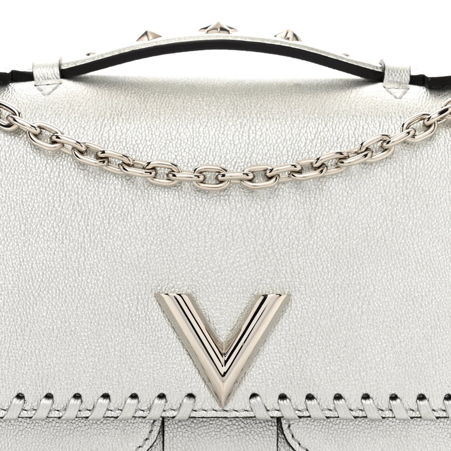 Cuir Plume Ecume Very Chain Bag Argent