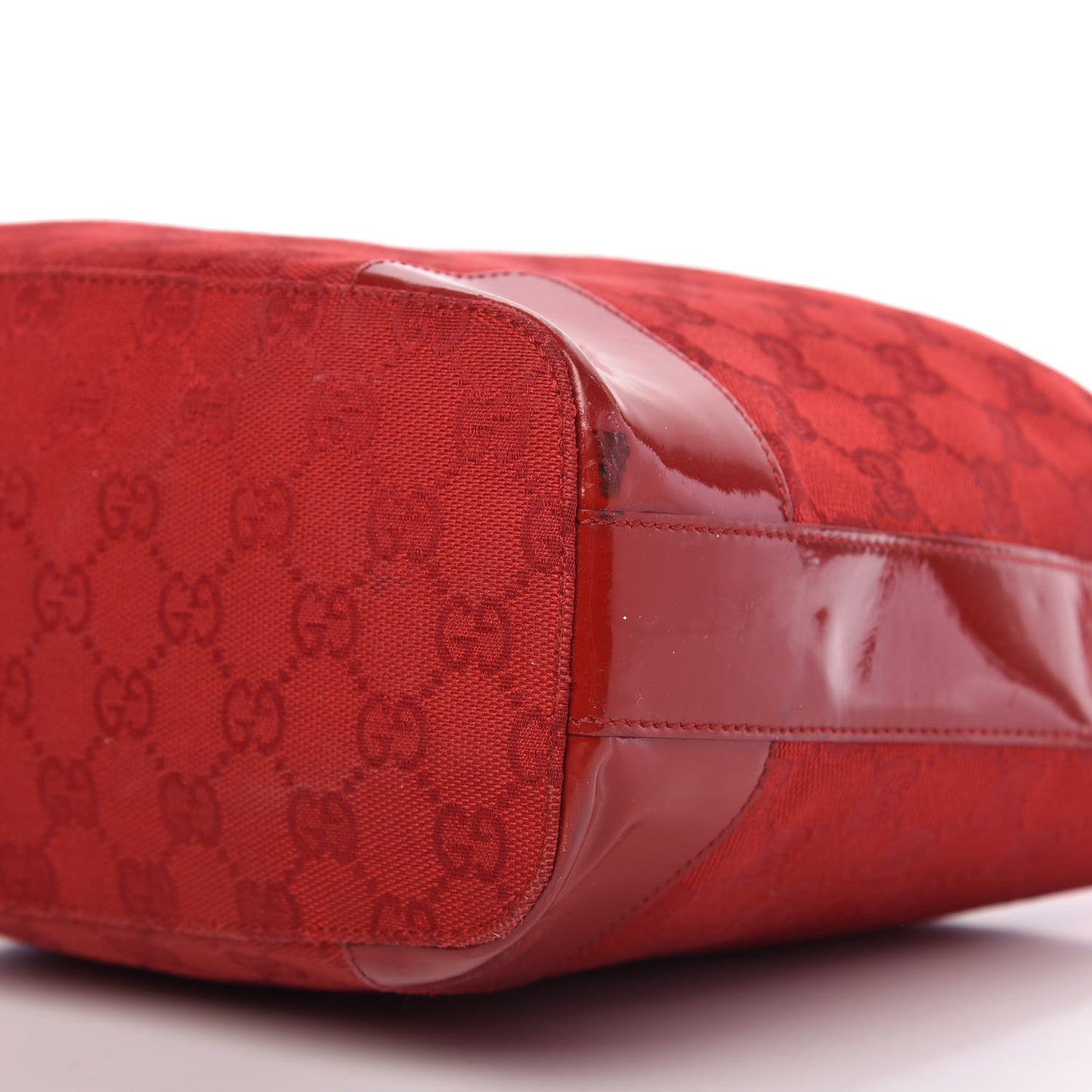 Canvas Patent Monogram Shoulder Bag Red