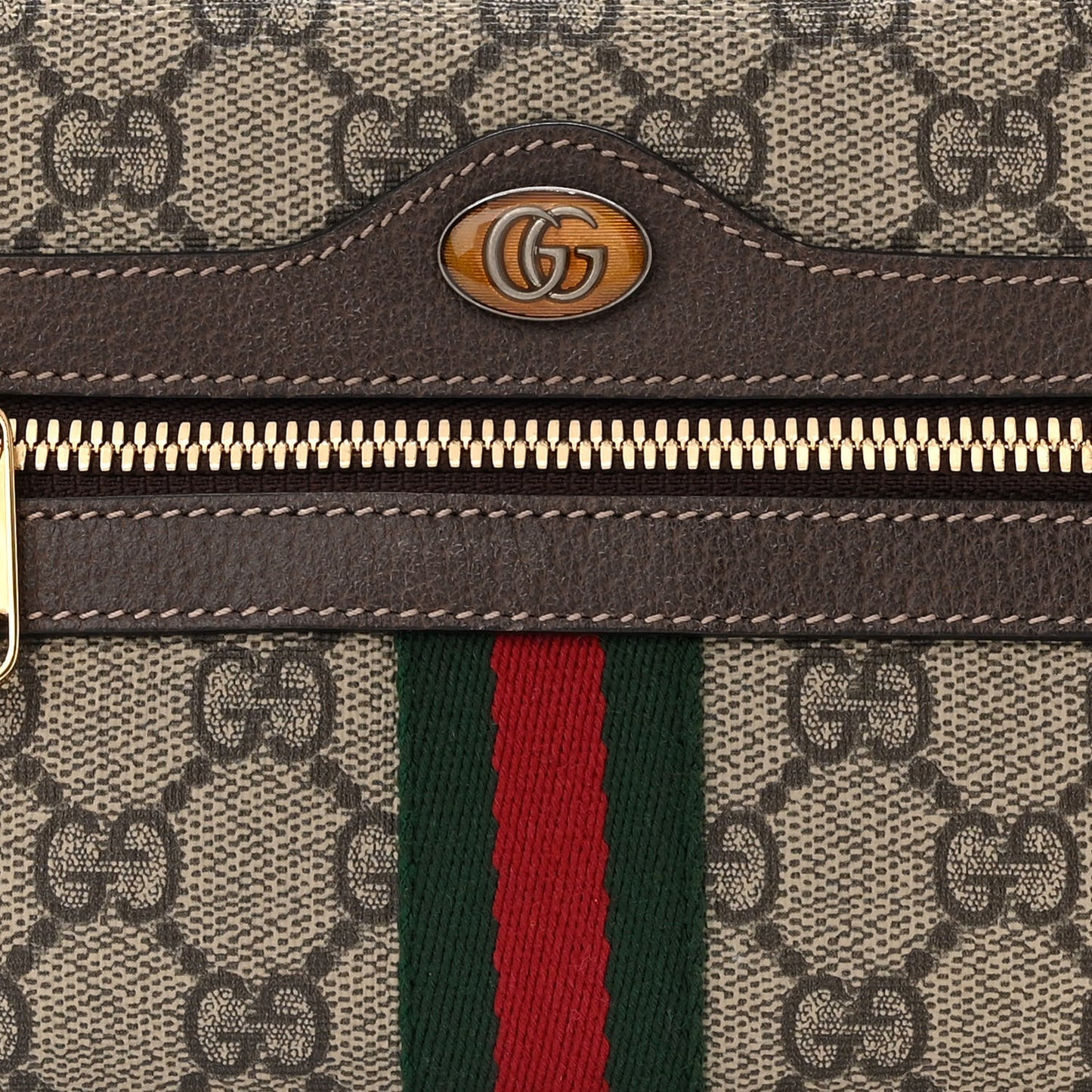 GG Supreme Monogram Web Small Ophidia Belt Bag 75 30 Dark Brown