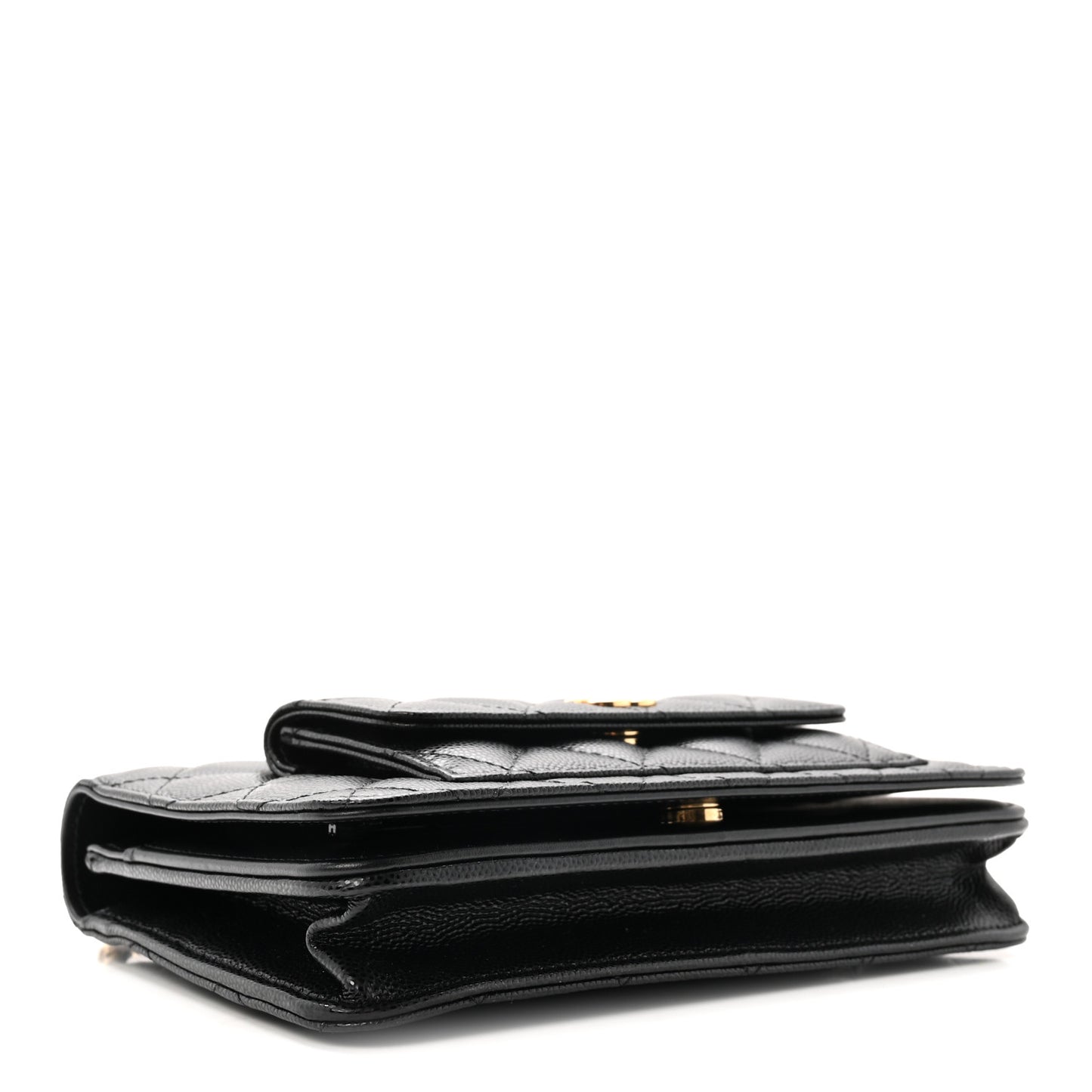 Caviar Quilted Pocket Twins Clutch With Chain Black