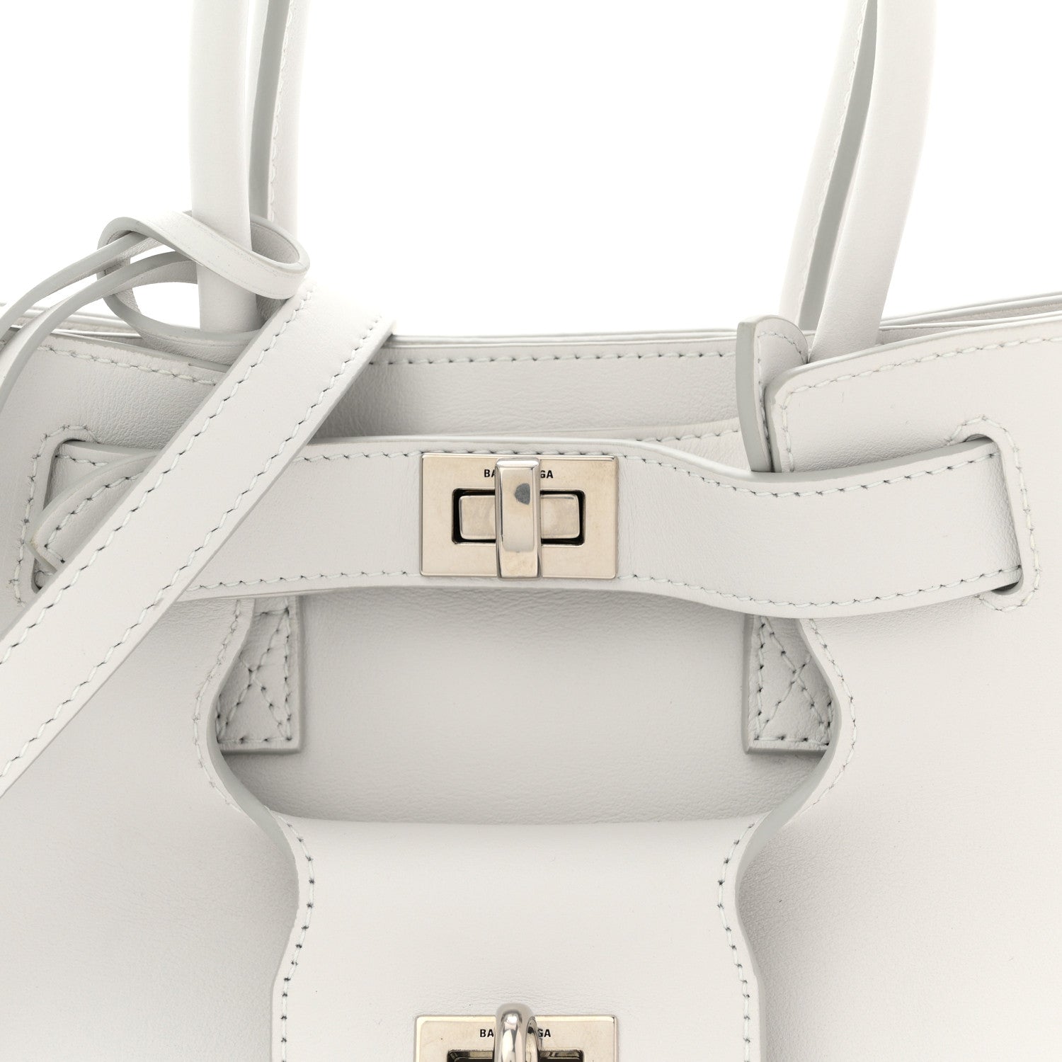 Balenciaga Smooth Calfskin Mini Bel Air Carry All Bag White 8 of 10