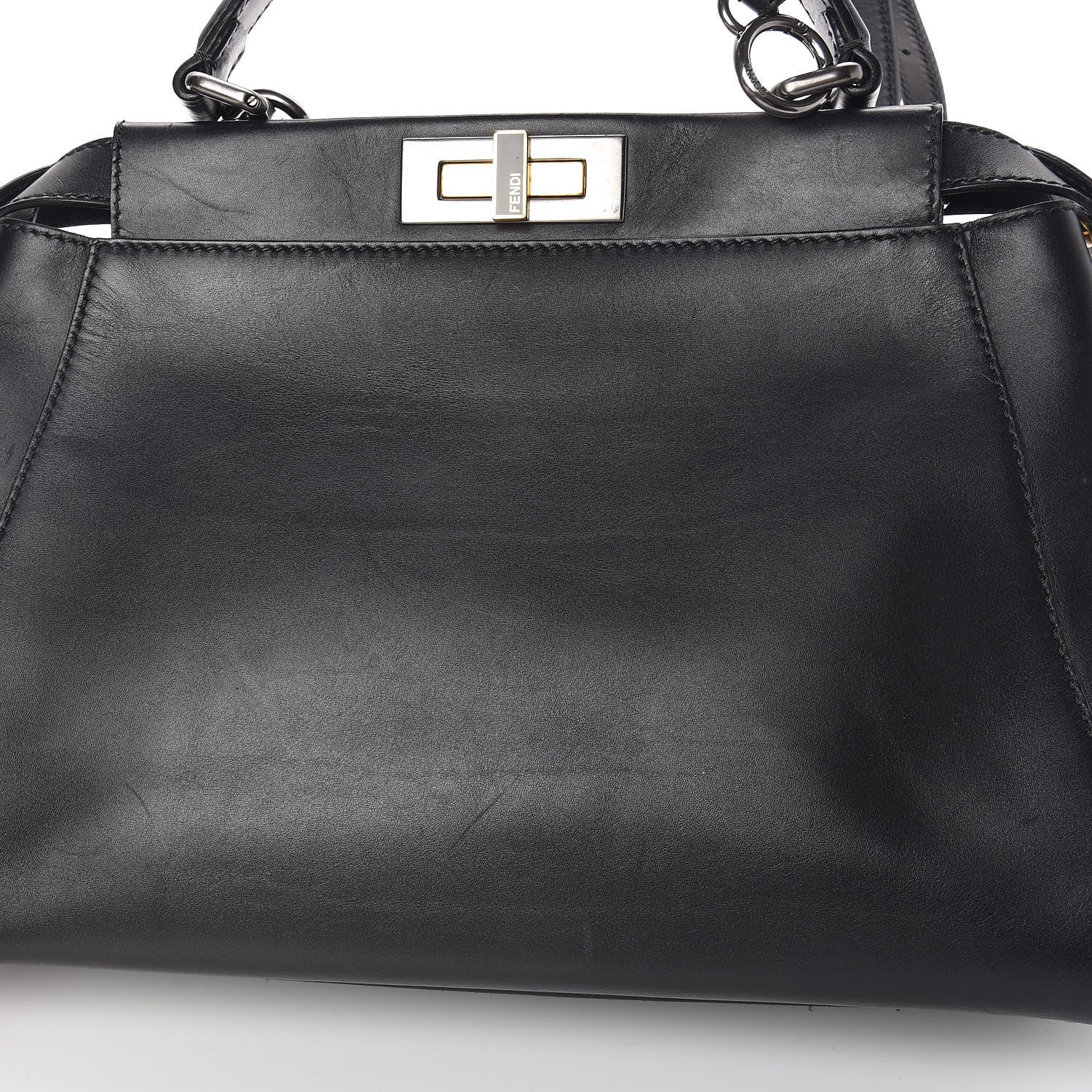 Fendi Vitello Suede Medium Peekaboo Iconic Satchel Black 17 of 19
