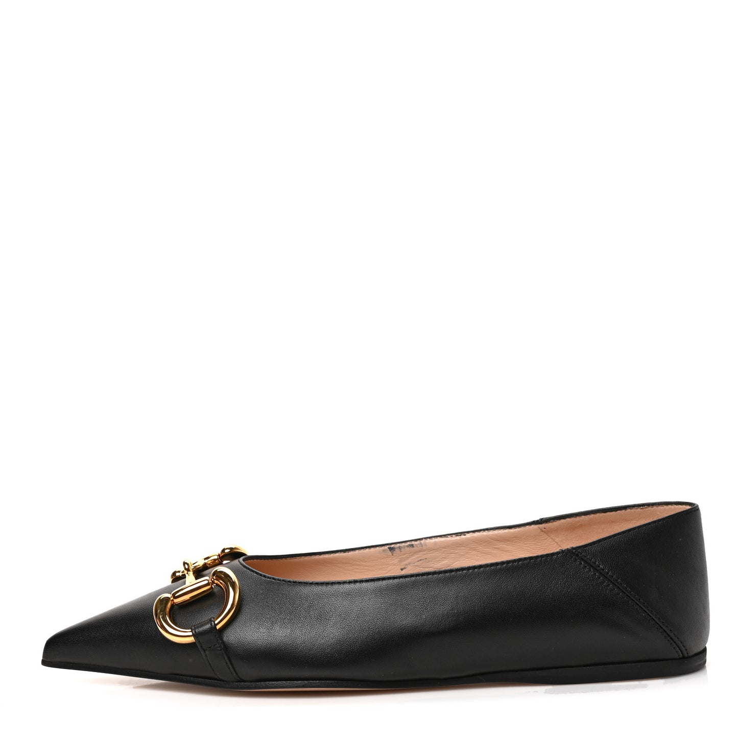 Nappa Lumiere Deva Horsebit Chain Embellished Flats 35 Black