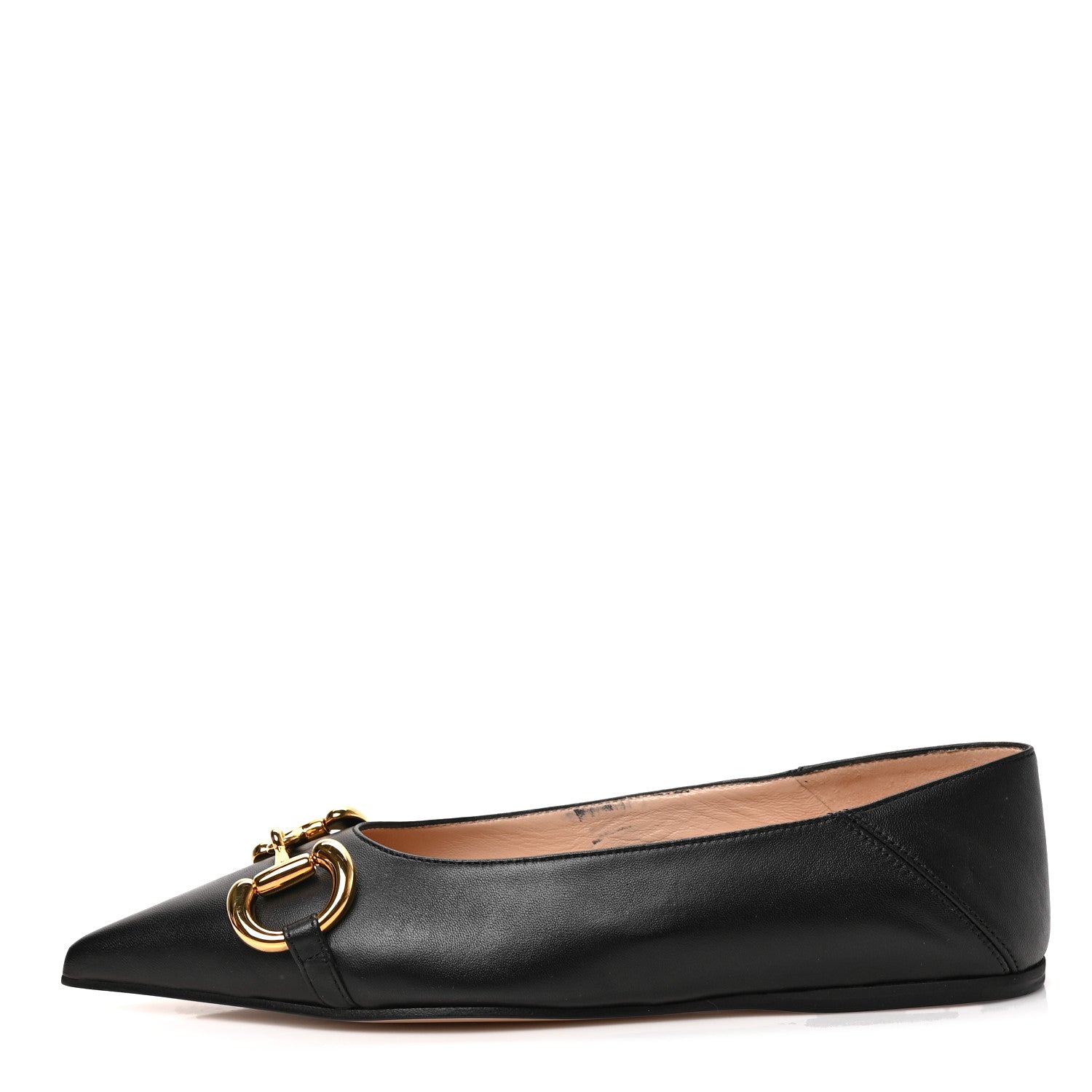 Gucci Nappa Lumiere Deva Horsebit Chain Embellished Flats 35 Black 1 of 9
