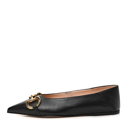 Gucci Nappa Lumiere Deva Horsebit Chain Embellished Flats 35 Black 1 of 9