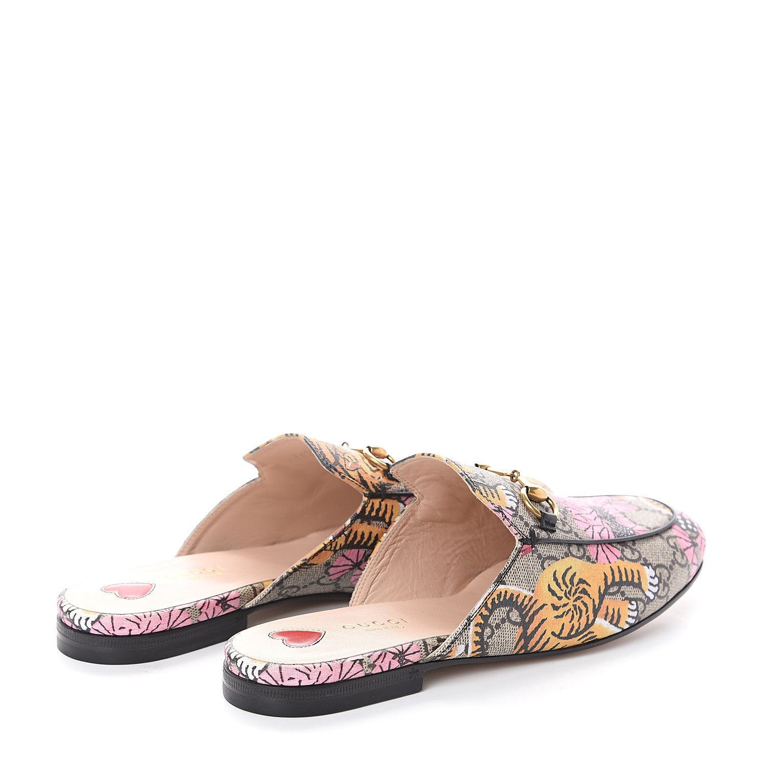 Gucci GG Supreme Monogram Bengal Womens Princetown Slippers 37.5 Beige Crop Pink 4 of 7
