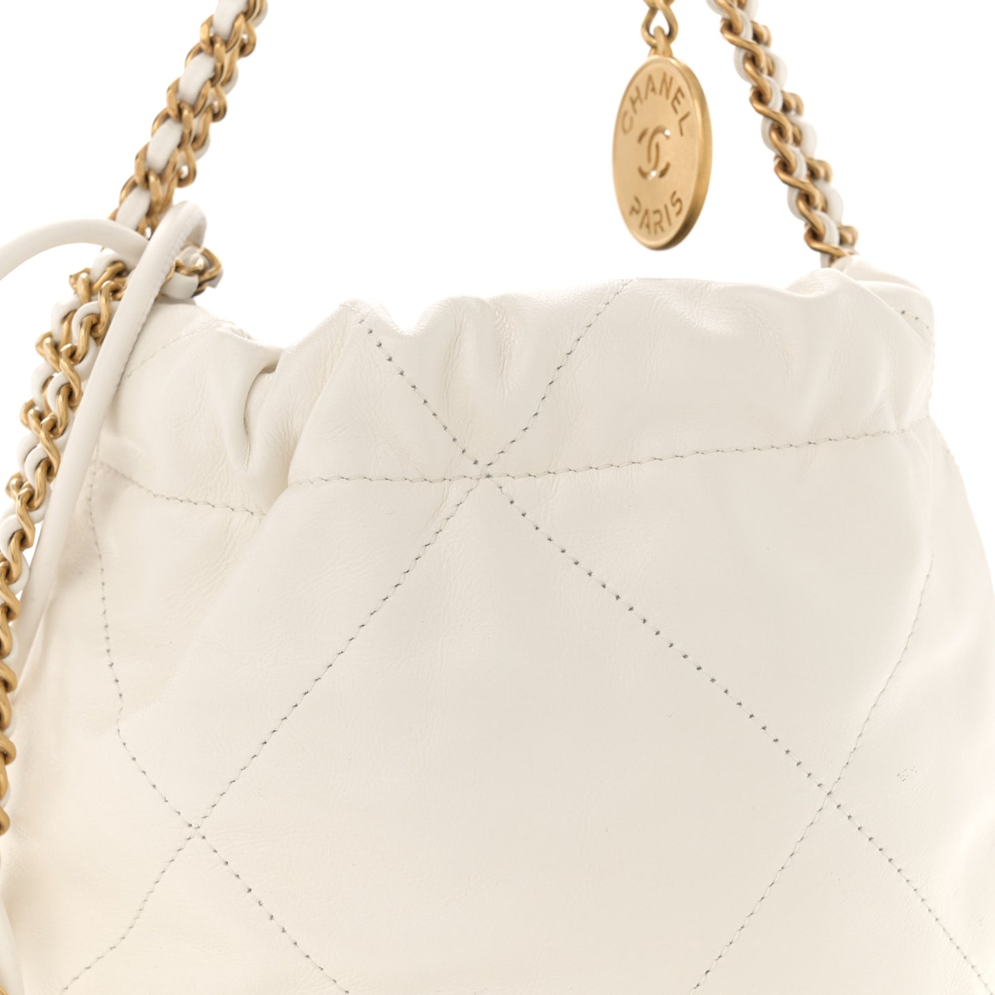 Shiny Calfskin Quilted Mini Chanel 22 White