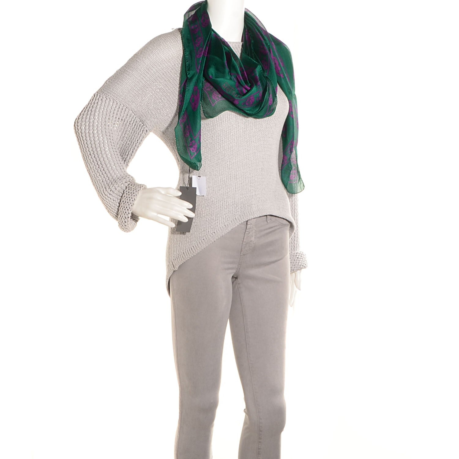 Alexander McQueen Silk Chiffon Skull Scarf Green 2 of 8