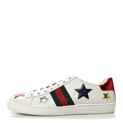 Gucci Calfskin Ayers Web Star Embroidered Womens Ace Sneakers 40 White Multi 1 of 8