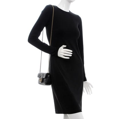 Gucci Calfskin Matelasse Super Mini GG Marmont Shoulder Bag Black 2 of 9
