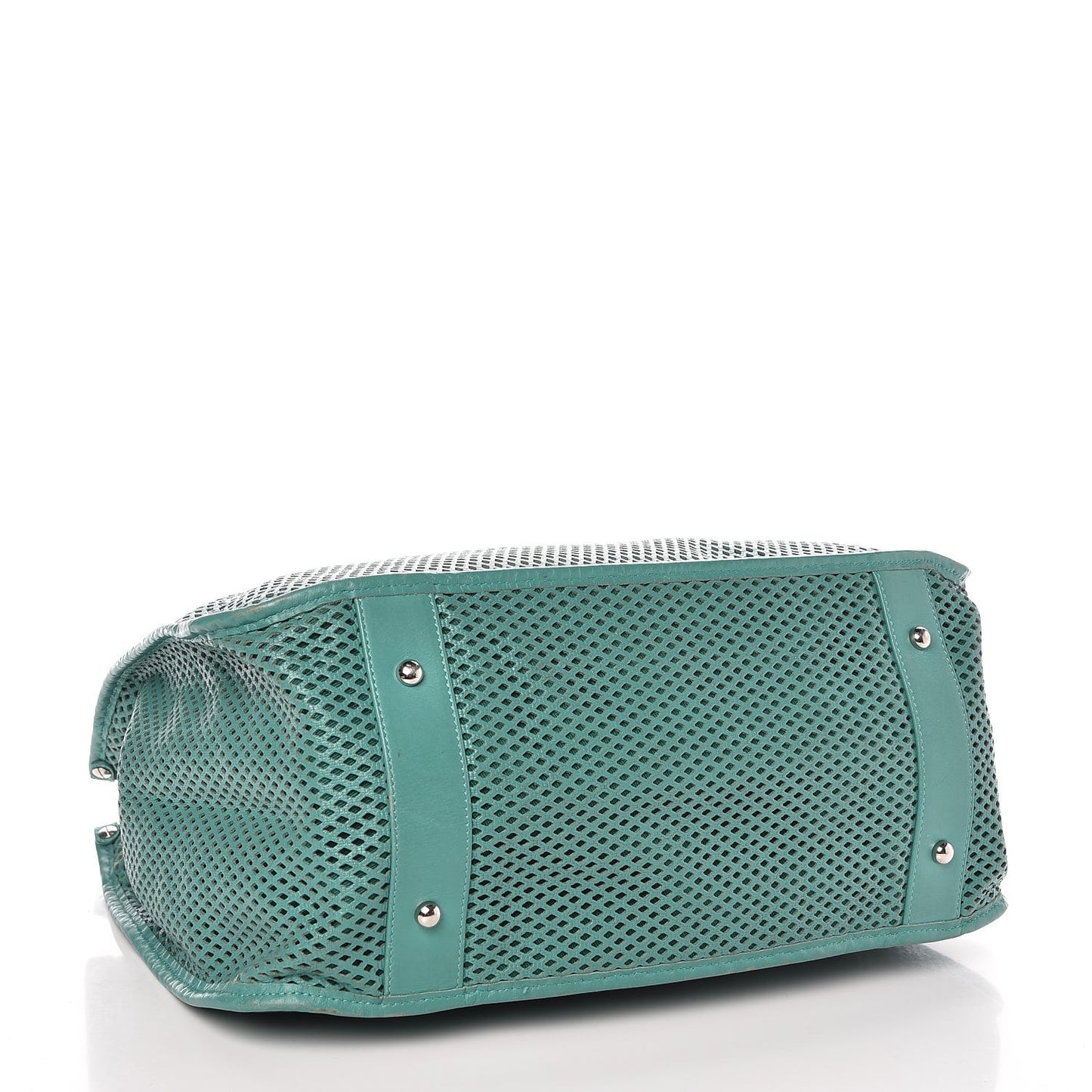 Calfskin Perforated Up In The Air Tote Green