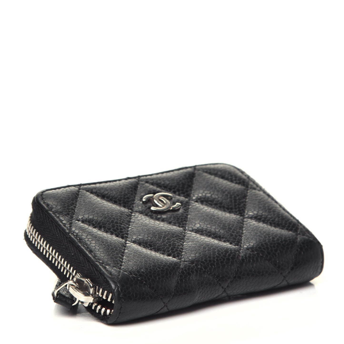 Caviar Quilted Zip Coin Purse Black