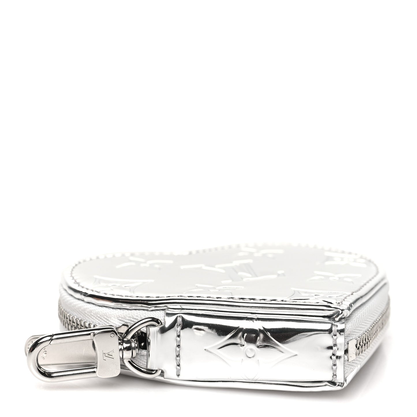 Monogram Mirror Heart Coin Purse Silver