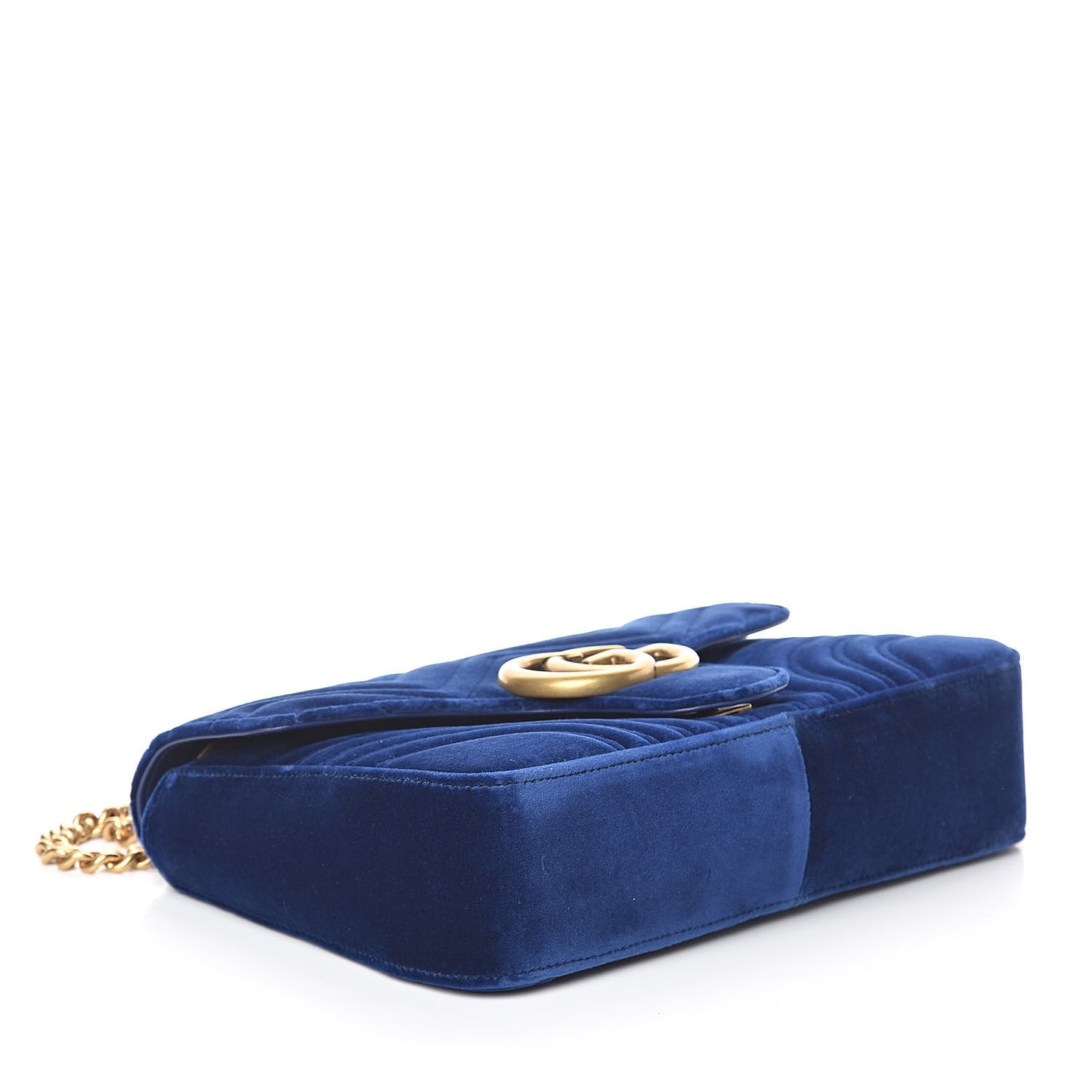 Velvet Matelasse Medium GG Marmont Shoulder Bag Cobalt Blue