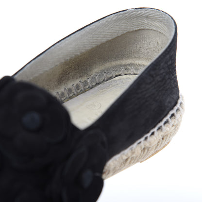 Chanel Suede Camellia CC Espadrilles 38 Black 9 of 14
