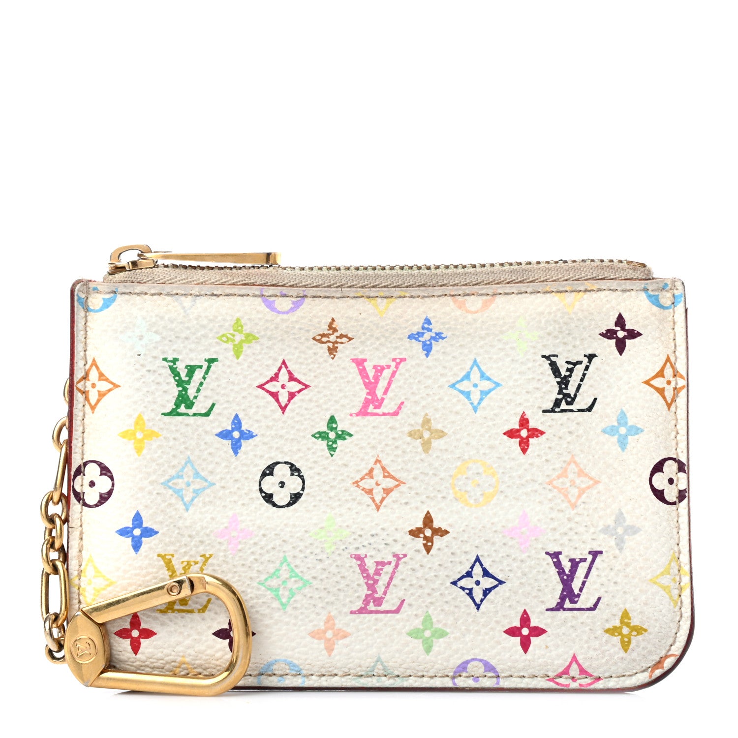 Louis Vuitton Monogram Multicolor Key Pouch White Litchi 1 of 7