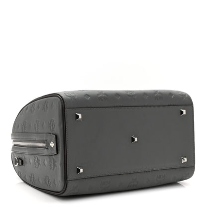 MCM Calfskin Ottomar Monogram Essential Boston Bag Grey 4 of 9