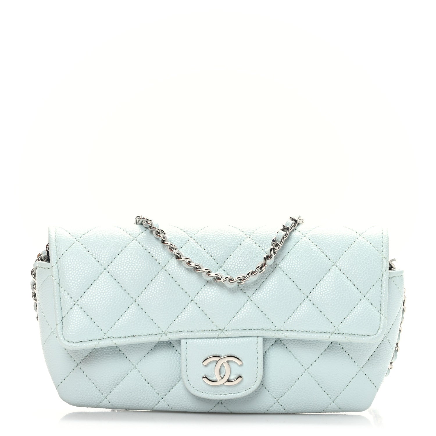 Chanel Caviar Quilted Glasses Case With Chain Light Blue 1 of 9