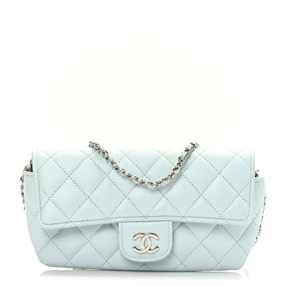 Chanel Caviar Quilted Glasses Case With Chain Light Blue 1 of 9
