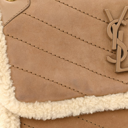Saint Laurent Nubuck Shearling Monogram Baby Niki Chain Satchel Ivory Natural Tan 11 of 11