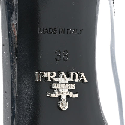 Prada Plexiglass Vernice Metal Triangle Logo Modellerie 75mm Mules 38 Black 6 of 9