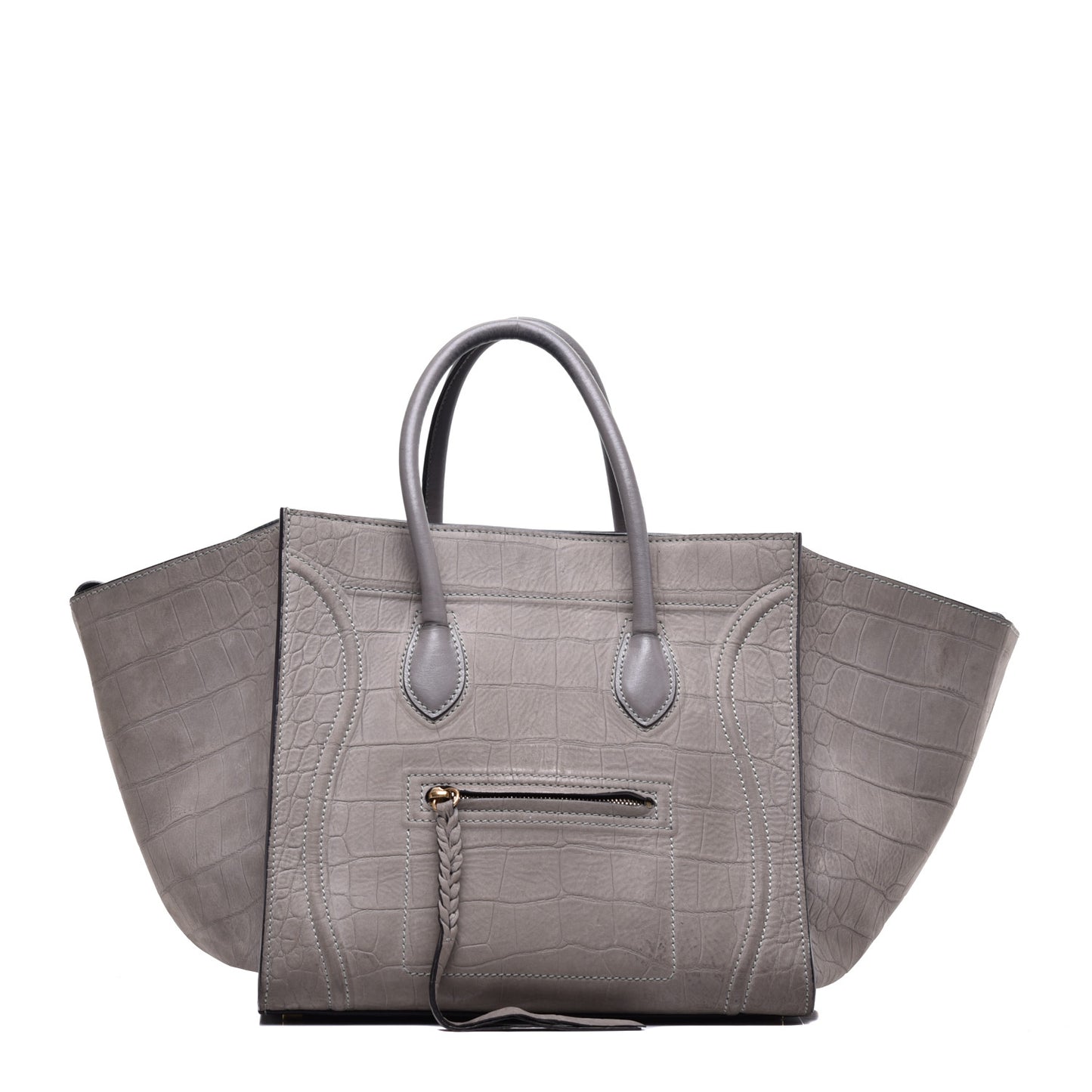 Crocodile Embossed Nubuck Medium Phantom Luggage Grey