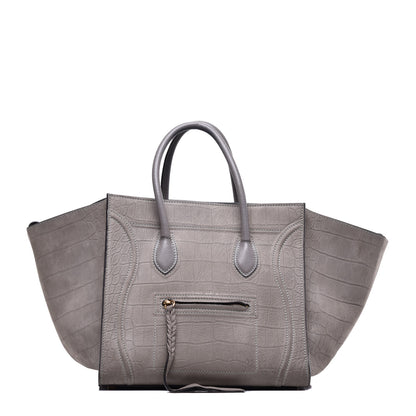 Celine Crocodile Embossed Nubuck Medium Phantom Luggage Grey 1 of 10