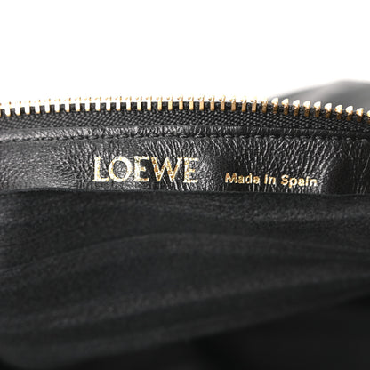 Loewe Lambskin Pleated Bracelet Pouch Shoulder Bag Black 6 of 9